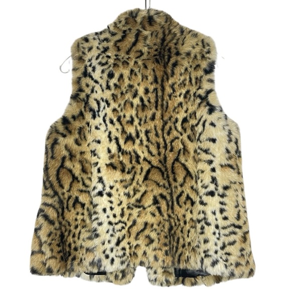 Chico’s Leopard Print Faux Fur Vest Size 1 (M) Animal Print Sleeveless Jacket - Picture 3 of 12
